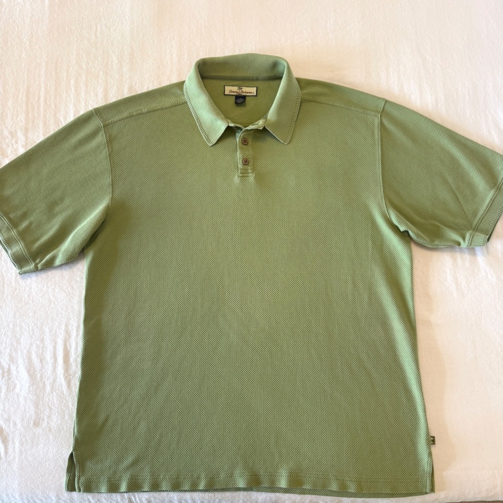 Tommy Bahama Mens XL Silk Cotton Blend Polo Short Sleeve Avocado Green